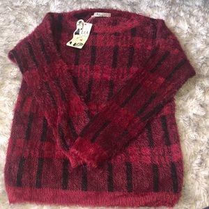 Red plaid sweater
